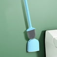 thumbnail image 2 of Vikakiooze Toilet Accessories Toilet Brush Cleaning Supplies Household Cleaning Set Punch-Free Wall-Mounted Silicone Long Handle Wash Toilet Brush, Blue, 2 of 4