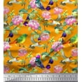 thumbnail image 1 of Soimoi Rayon Fabric Leaves,Floral & Hummingbird Bird Print Fabric by Yard 56 Inch Wide, 1 of 1