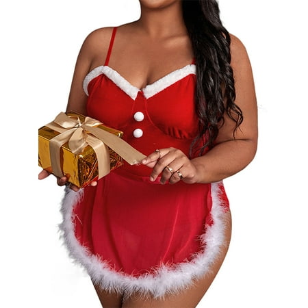 

Xiaoluokaixin Christmas Party Outfit: Women s Red Sleeveless Sling Jumpsuit with Apron