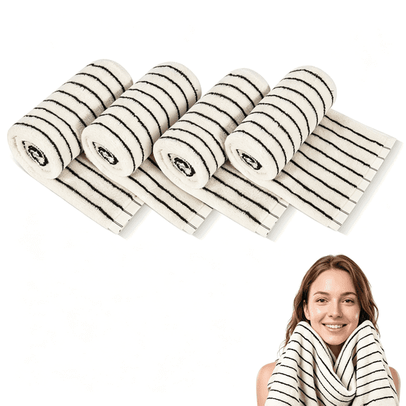 AUQ Bathroom Hand Towels Black and White Striped Hand Towels for Bathroom Premium Natural Cotton Hand Towels Soft Quick-Dry Face for Gym,And Spa 14"X 29" (4 Pc