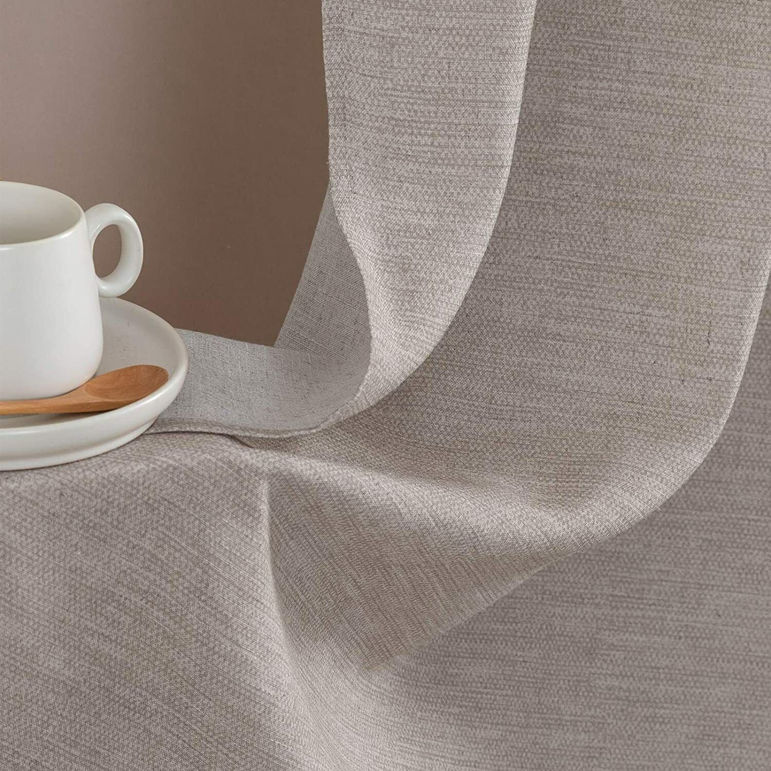 Linen Textured Short Curtains Kitchen Tiers Solid Color Cafe Drapes Rod Pocket