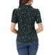 thumbnail image 3 of INSPIRAR CHIC Blusas de V Cuello para Mujeres Elegante Casual Estampado de Cereza Con Solapa Notch Verano Manga Corta M Verde Oscuro, 3 of 6