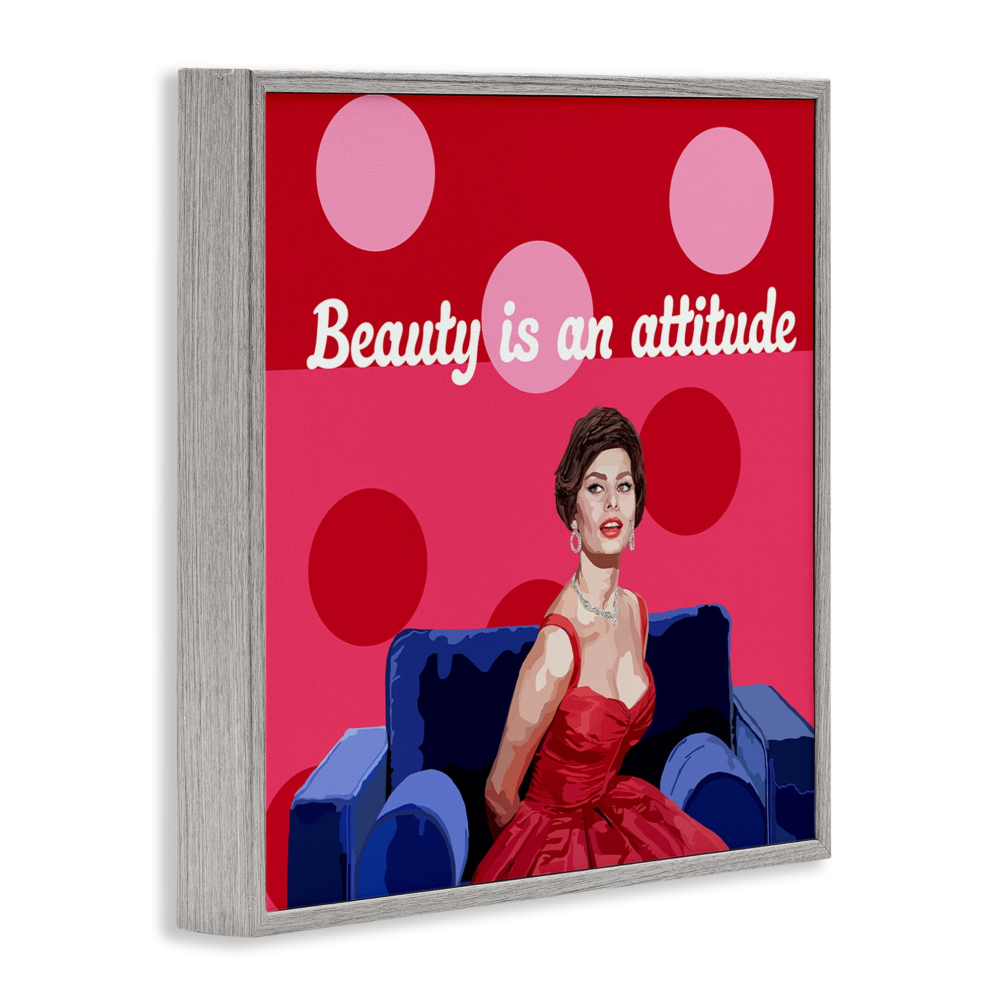 Stupell Industries Beauty Is An Attitude Gray Framed Giclee Art, design by Lynnda Rakos