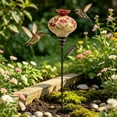 thumbnail image 3 of Clearance! Vintage Ceramic Hummingbird Feeder Garden Stake, Flower Nectar Decorative Floral Nectar Feeder for Hummingbirds, Decor for Backyard & Outdoor (Red flowers), 3 of 7