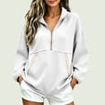 thumbnail image 2 of Zynoxe Women's Pullover Sweatshirt Classic Stand Collar Half Zip Sweatshirt for Women Relaxed Drop Shoulder Long Sleeve Sweatshirt Fashion Color Block Top with Pockets & Elastic Ribbed Cuffs 2XL, 2 of 8
