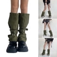 thumbnail image 2 of ZPAQI Cargo Leg Warmers with Buckled Strap Aesthetic Flared Baggy Leg Covers Socks, 2 of 21