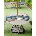 thumbnail image 4 of Fsddascl Blue Coastal Crab Outdoor Tablecloth - 60 Inch Round Dining Table Cover, Nautical Beach Coral Starfish Waterproof Outdoor Table Cloth with Umbrella Hole & Zipper for Picnic/Patio/Party, 4 of 7