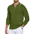 thumbnail image 2 of COOFANDY Men's Long Sleeve Polo Shirts Quarter Zip Pullover Knitted Polo Sweater Casual Vintage Striped Tops, 2 of 7