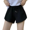thumbnail image 3 of Asxite Womens Pajamas Solid Textured Drawstring High Waist Shorts Thin Loose Home Sleep, 3 of 5