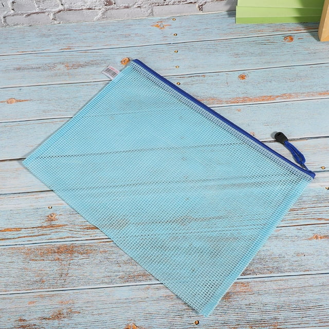 Pochette à Fermeture Éclair en PVC, Sac pour Documents, Sacs de Rangement, Cartes pour Documents Bleu Pâle, Rose Pâle