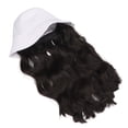 thumbnail image 4 of Peluca de Sombrero Rizada ANGGREK Cabello Negro y Marrón Seda de alta temperatura, 4 of 8