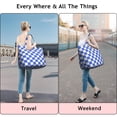 thumbnail image 5 of Blue and White Checkered Pattern Travel Tote Bags for Women Carry On,Large Weekender Bags for Women Travel,Multi Functional Duffle Bag for Work,Shopping,Sports, 5 of 5