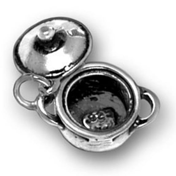 Sterling Silver 24" 1.2mm 3D Moveable Lid Gumbo Soup Stew Pot Chefs Cooking Pendant Necklace