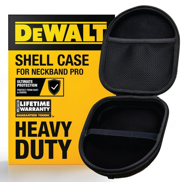 Funda para auriculares DEWALT para auriculares con banda para el cuello con carcasa dura de EVA