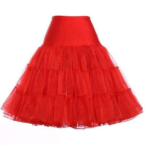 Women Retro Vintage 50s 60s Netting Underskirt Bridal Wedding Crinoline Petticoat red