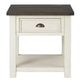 thumbnail image 1 of Martin Svensson Home Solid Wood End Table, Cream White with Brown Top, 1 of 2