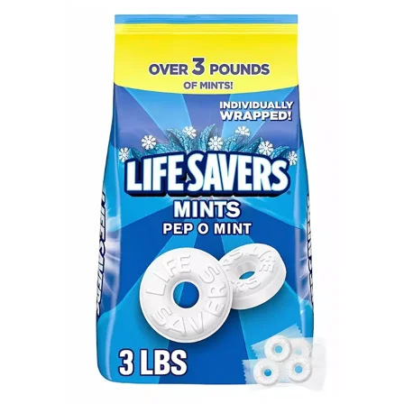 Pep-O-Mint Breath Mint Bulk Hard Candy Bag 53.95 oz Lifesavers
