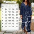 thumbnail image 6 of DISNIMO Women's Casual Maxi Dresses Octopus Printed Loose V Neck Dress Vacation 3/4 Sleeve Midi Dress Fashion Linen-Like Dresses, 4XL, 6 of 6