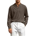 thumbnail image 3 of ZyeKqe Long Sleeve Tops for Men Corduroy Button Front Crewneck Pullover Golf Office Work Business Casual Shirts, 3 of 7