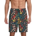 thumbnail image 1 of Balery Mushrooms And Flowers Pantalones cortos de pijama de punto de algodón para hombre con cinturilla y bolsillos-3X-Large, 1 of 6