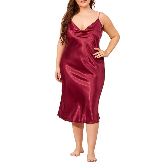 camisón de mujer, Camisón de mujer Chemises Plus Size Lounger Sleep Dress Pijama Abanopi borgoña/XX-grande