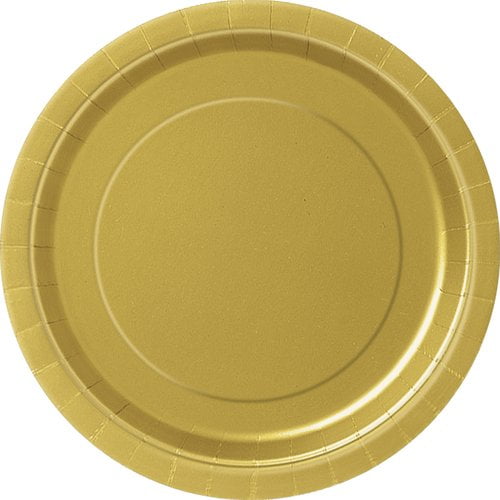 gold paper plates and napkins