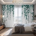 thumbnail image 2 of Spring Leaf Blackout Curtains for Bedroom/Living Room, Pinch Pleated Black Out Curtains, Country Simple Ombre Green Botanical Vines Room Darkening Window Drapes with Hooks 2 Panels, 39"x70", 2 of 8