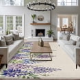 thumbnail image 3 of Large Area Rugs for Living Room Bedroom, Purple Flowers 8'x10' Rug Washable Carpet Runner Indoor Outdoor, Weeping Spring Floral Rustic Pastoral Non Slip Floor Mats Rug for Kitchen, Patio, 3 of 8