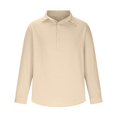 thumbnail image 1 of pstuiky manga larga para hombre, Camisa de hombre con botones de un tercio, de playa, de manga larga, de color liso, con solapa, informal, para uso diario. Tops de hombre xl, 1 of 5
