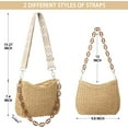 thumbnail image 2 of Gocvo Beach Straw Bags for Women, Summer Chic Woven Bag Classic Womens Straw Handbags Straw Crossbody Bag  with Chain (Brown), 2 of 6