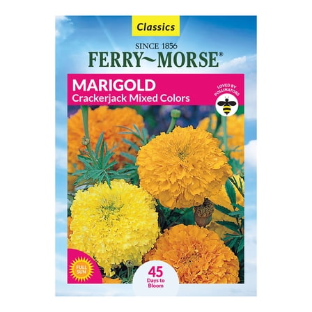 Ferry-Morse 270MG Marigold Crackerjack Mixed Colors Annual Flower Seeds, Full Sun