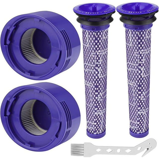 Filter for Dyson V8 / V7, Washable Replacement Filters for Dyson V7 / V8 Absolute and Animal Vacuums, Vacuum Accessory for Dyson V8 With 2 HEPA Post-Filters, 2 Pre-Filters, 1 Cleaning Tool