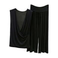 thumbnail image 2 of Ohufall Two Piece Pajama Sets for Women V Neck Sleeveless Tops Pleated Elastic Waist Trouser Pj Sets, 2 of 5