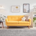 thumbnail image 2 of Tbfit 67" W Loveseat Sofa, Mid Century Modern Decor Love Seat Couches for Living Room, Button Tufted Upholstered Small Couch for Bedroom, Solid and Easy to Install Love Seats Furniture, Honey Yellow, 2 of 6