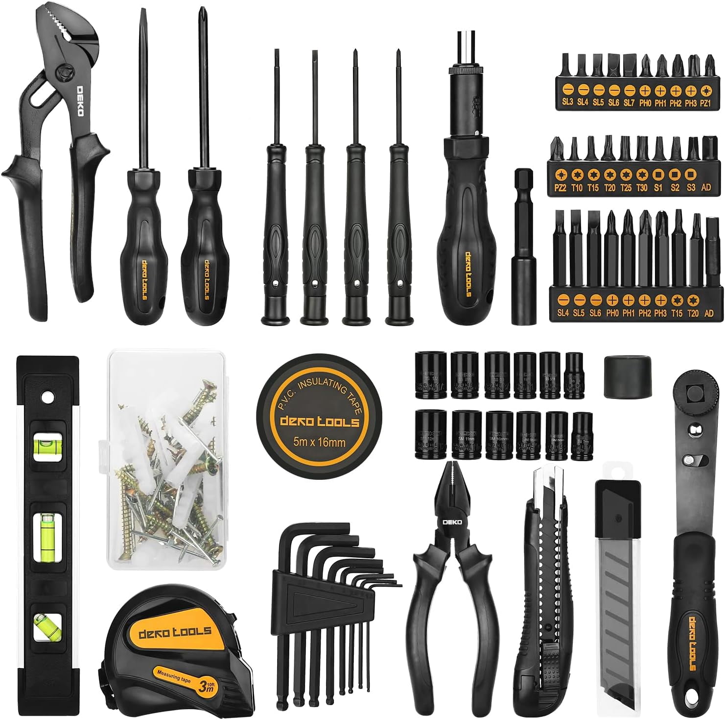 DEKO
 150 Piece Tool Set, General Household Hand Tool Kit, Home Repair Tool Kit with Plastic Toolbox Storage Case for DIY Project, Home Maintenance