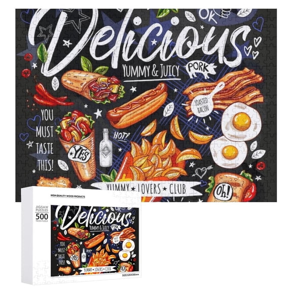 Impossible jigsaw puzzle for adults，Tasty Fast Food Extravaganza500 PCS，challenging
