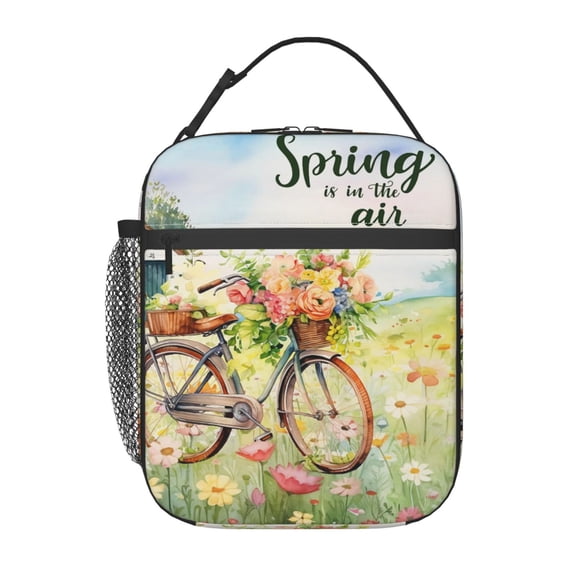 Spring Theme Throw Blanke Lunch Bag Portable Thermal Lunch Box for Men and Women