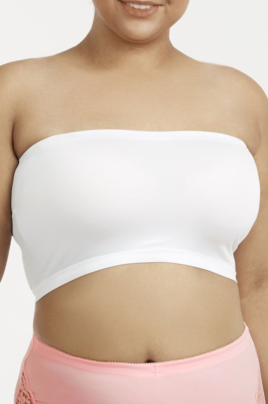 Sofra Plus Size Women's Strapless Bra Cropped Seamless Tube Top Stretch  Sport Bandeau-One Size-Nude at  Women's Clothing store
