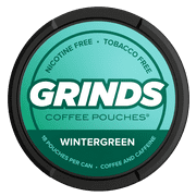 Grinds Coffee Pouches | 3 Cans of Wintergreen | Tobacco Free, Nicotine Free Healthy Alternative | 18 Pouches Per Can | 1 Pouch eq. 1/4 Cup of Coffee