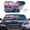 thumbnail image 3 of Lsque lighthouse Waves Torrential Rain Car Windshield Sun Shade | Accordion Folding Style Auto Shade for Car Truck SUV Van | Blocks UV Rays Sun Visor Protector | Medium, 3 of 7