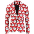 thumbnail image 6 of Men Long Sleeve Casual Button Christmas Printed Suit Jacket Two piece Set Holiday Festive Theme Funny Suits, 6 of 7