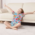 thumbnail image 3 of FORMRS Niños Short Sleeve Top and Pants Pajama Set Unisex Satin 2-Piece Sleepwear, Sizes 5-6Y, Tropical Flamingo Pattern, 3 of 8