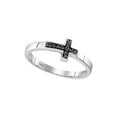 thumbnail image 1 of Solid 925 Sterling Silver Round Black Diamond Cross Band Engagement Wedding Anniversary Ring 1/20 Ct. - Size 6.5, 1 of 2