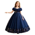 thumbnail image 4 of JAJAHO Girls Sequin Dresses Sparkly Tulle Birthday Princess Party Dress Fuzzy Trim Maxi Ball Gown Flower Girl Dress For Wedding Party Prom 3-12Y, 4 of 9