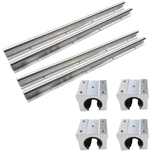 Kenally SBR16-300/400/500MM(11.79/15.72/19.65Inch) Riel lineal Acero plateado y aleación de aluminio Varilla de eje totalmente compatible con 4 SBR16UU Herramientas y ferretería No.2 Kenally TO005416-02