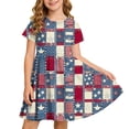 thumbnail image 2 of SGFCWSX Girls 4th of July Dress Short Sleeve Round Neck A-Line Swing Casual Patriotic Sundress Multicolor Size 5 Years, 2 of 9