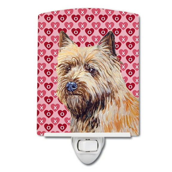 Caroline's Treasures LH9140CNL Cairn Terrier Hearts Love and Valentine's Day Portrait Ceramic Night Light, 6x4x3",
