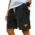 thumbnail image 2 of Zimjoy Oversized Corduroy Shorts Men Causal 5" Elastic Waist Summer Shorts Drawstring Textured Beach Shorts Mens Retro Lightweight Fit Short Pants with Pockets, Black 3XL, 2 of 8