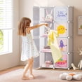 thumbnail image 3 of OLAKIDS Children Wardrobe, Kid Closet Portable Baby Dresser Cute for Kids Bedroom Nursery Armoire with Doors 12 Cube 2 Hanging Sections, Kid Clothes Storage Organizer (White, 8 Cubes), 3 of 9