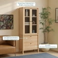 thumbnail image 4 of Penelope Modern Fluted Glass Bookshelf Cabinet with Drawers, Coastal Oak, 4 of 15